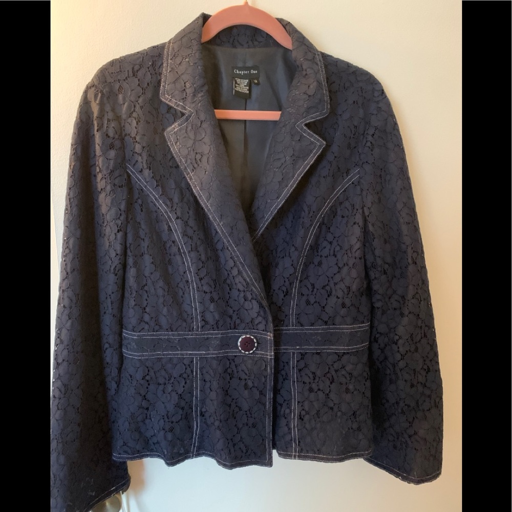 Chapter One navy jacket.Lace with satin lining.